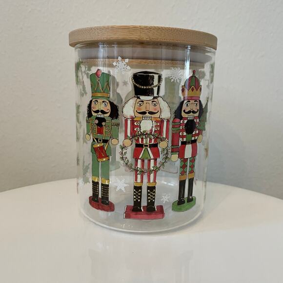 Nutcracker Themed Glass Canister Jar Vintage CHRISTMAS Storage Set of 2 New - Picture 14 of 16